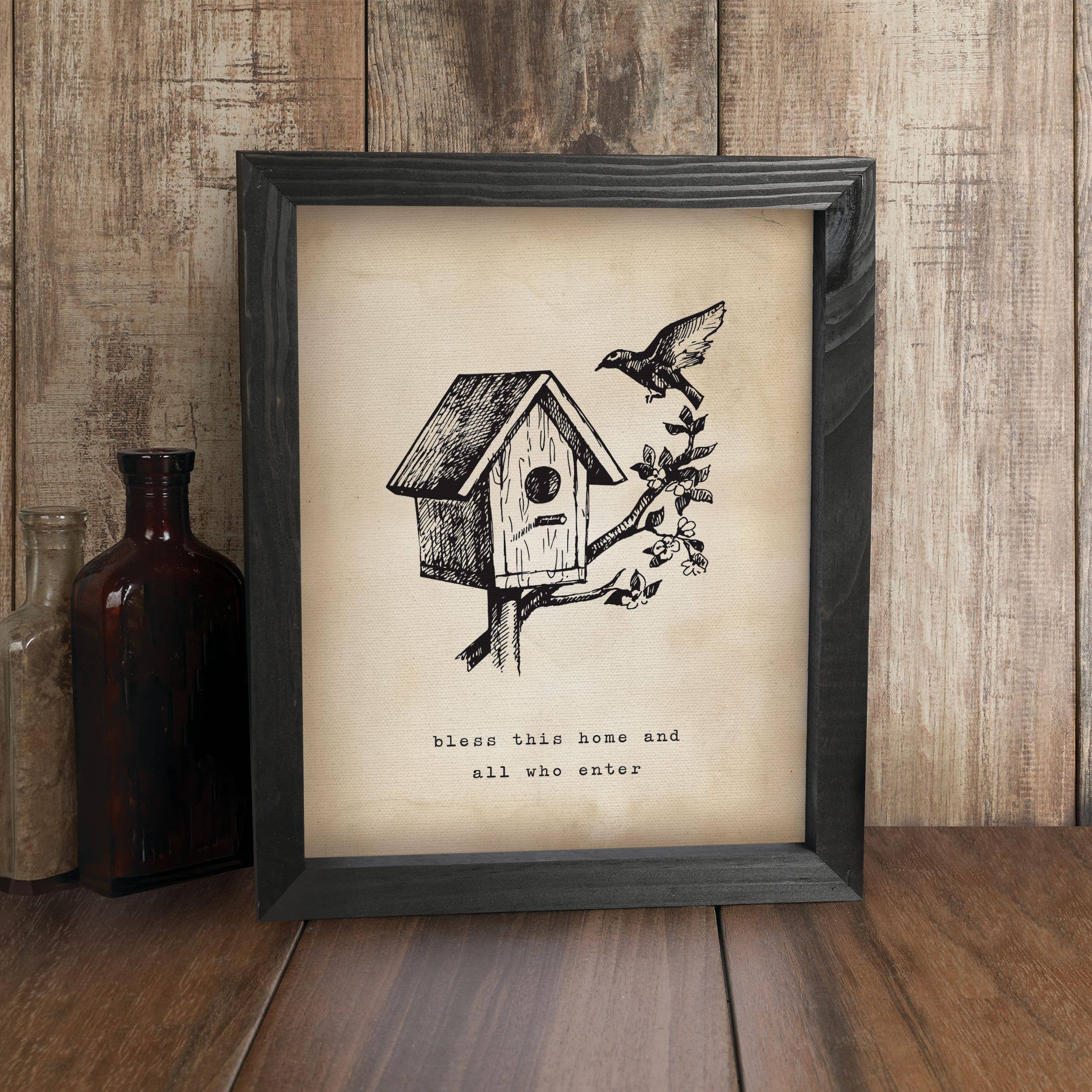 Bless This Home And All Who Enter Framed Linen